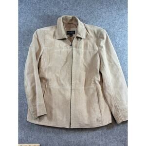VTG Bernardo Suede Leather Jacket Zip Up Coat Womens L Petite Western Minimalist